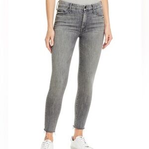 Mother Womens the looker ankle fray all nighter gray jeans 28